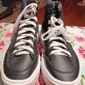 Puma Black High-Top Sneakers with White Laces